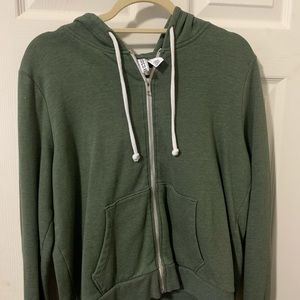 Olive green zip up hoodie